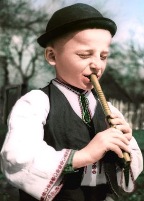 Shepherd flute practicing