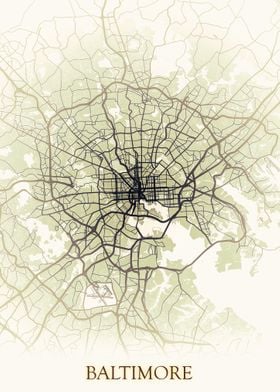 Baltimore Monochrome Map