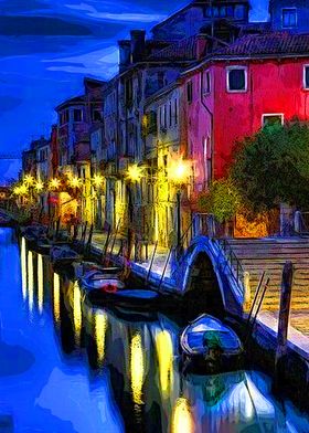 Night Time In Venice  