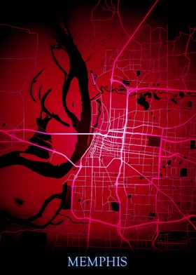 Memphis Night Red Map
