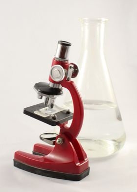 Microscope and flask