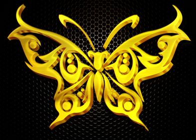 Butterfly Golden 3D