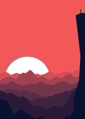 Beauty flat Design sunset