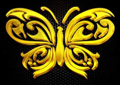 Butterfly Golden 3D