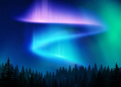 Aurora Synthwave space art