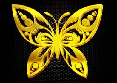 Butterfly Golden 3D