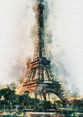 Tour Eiffel Watercolor