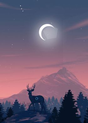 Deer And Night jungle