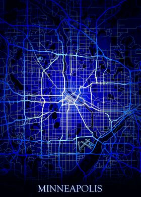 Minneapolis Blue Map