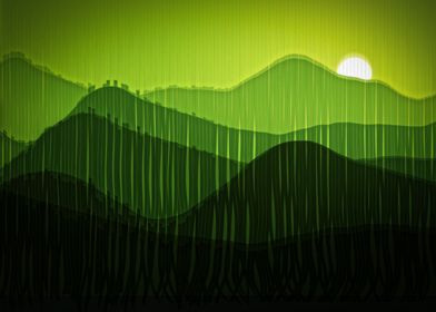stylized green sunny hills