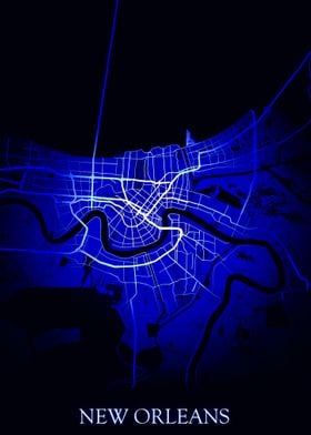New Orleans Blue Map