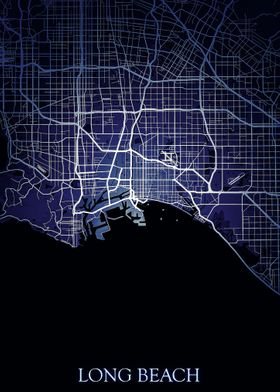 Long Beach Night Map