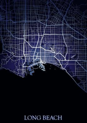 Long Beach Night Map