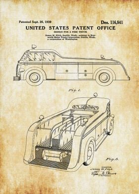 Fire Truck Patent 1939