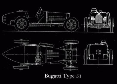 Bugatti Type 51 Blueprint