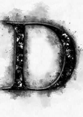 d  letter watercolor