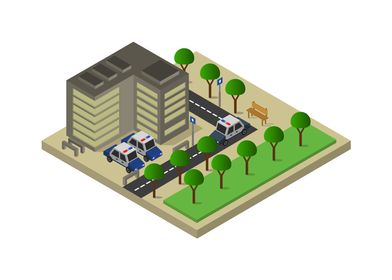 isometric police station