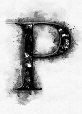 p letter watercolor