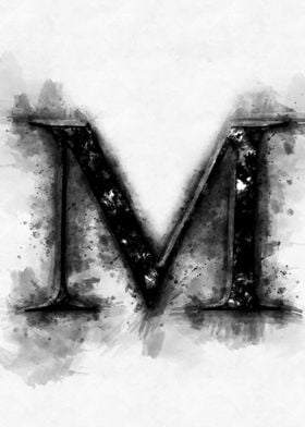 m letter watercolor