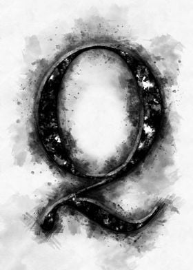 q letter watercolor