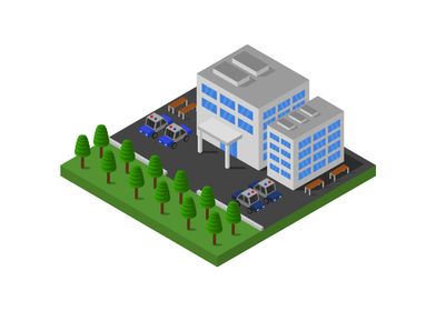 isometric police station