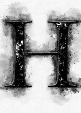 h letter watercolor