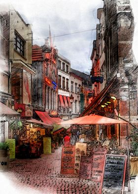 Street Market Of Brussels 