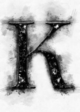 k letter watercolor