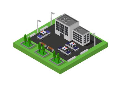 isometric police station