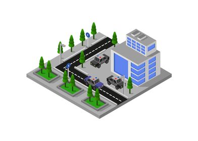 isometric police station