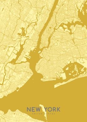 New York map silvergold