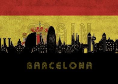 barcelona skyline flag