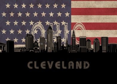 cleveland skyline flag