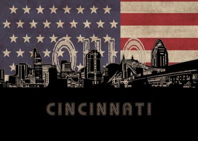 cincinnati skyline flag