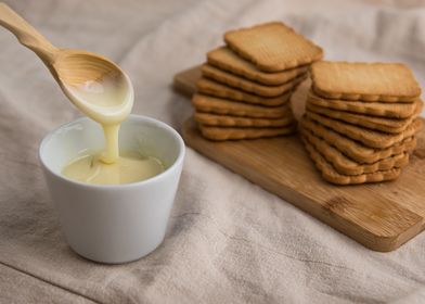 bowl with condensed milk