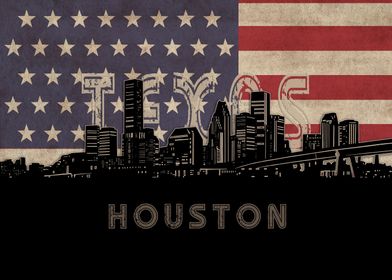 houston skyline flag