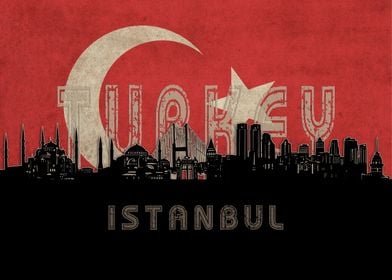 istanbul skyline flag