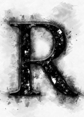 r letter watercolor