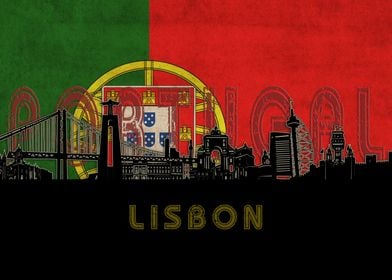 lisbon skyline flag