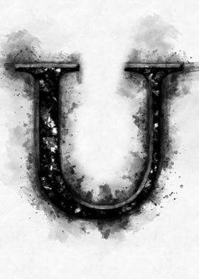 u letter watercolor