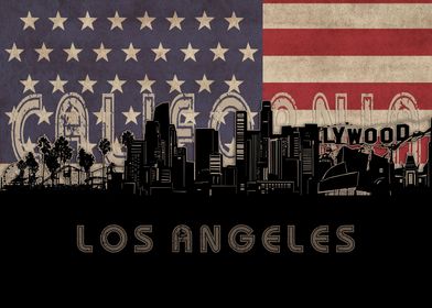 los angeles skyline flag