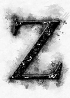 z letter watercolor