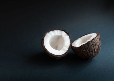 two halves of coconut