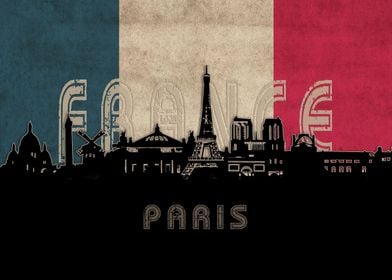 paris skyline flag