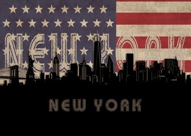 new york skyline flag