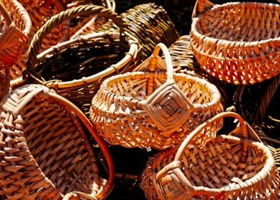 A Pile Of Wicker Baskets