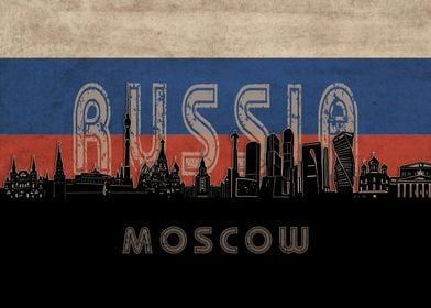 moscow skyline flag