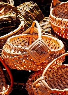 A Pile Of Wicker Baskets