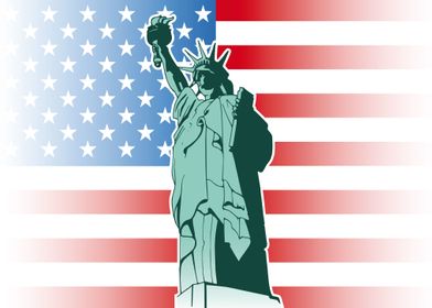 Statue of Liberty US flag