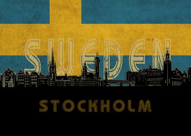 stockholm skyline flag